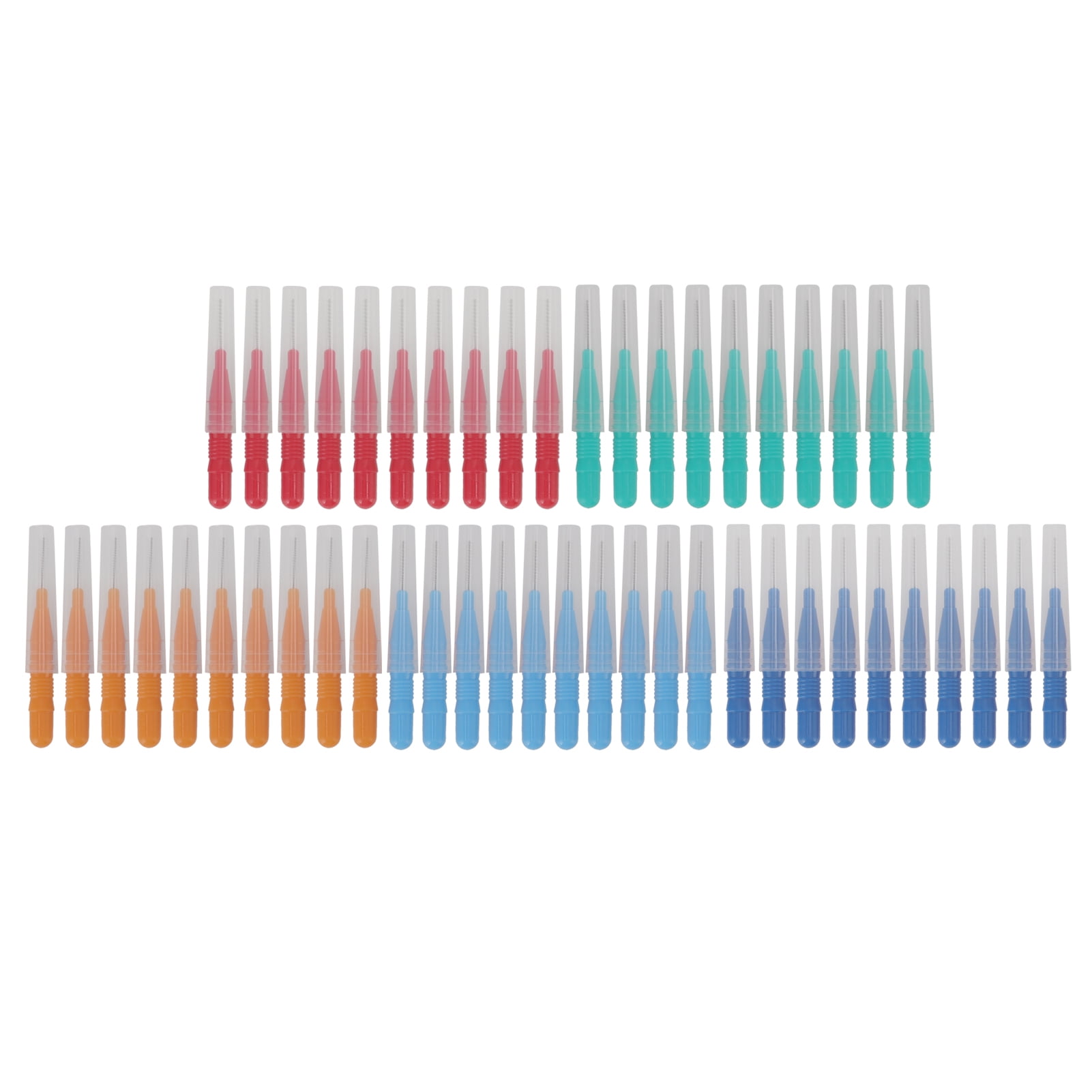 BIMZUC 50 Pcs Interdental Brushes, Tight Tooth Spacing Floss Cleaners for Plaque Removal, Oral Dental Health Picks & Tools (Red, Blue, Yellow, Green) 5.5 inches / 14 cm Length