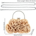 thumbnail image 5 of Women Flower Clutch Purse Rose Satin Evening Handbag Small Purse with Detachable Chain Strap for Wedding Party, 5 of 7