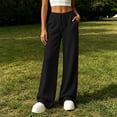 thumbnail image 5 of cocolona Womens Casual Loose Lounge Pants Elastic Waist Straight Wide Leg Travel Pants with Pockets, 5 of 5