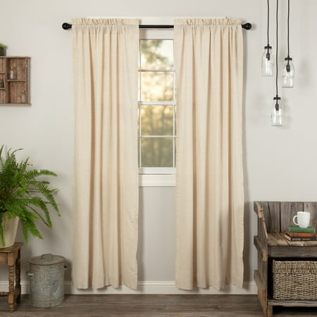 Solid Color Linen - Natural Creme White Farmhouse Curtains Simplicity Flax Rod Pocket Cotton Linen Blend Tie Back(s) Flax Solid Color Panel Pair