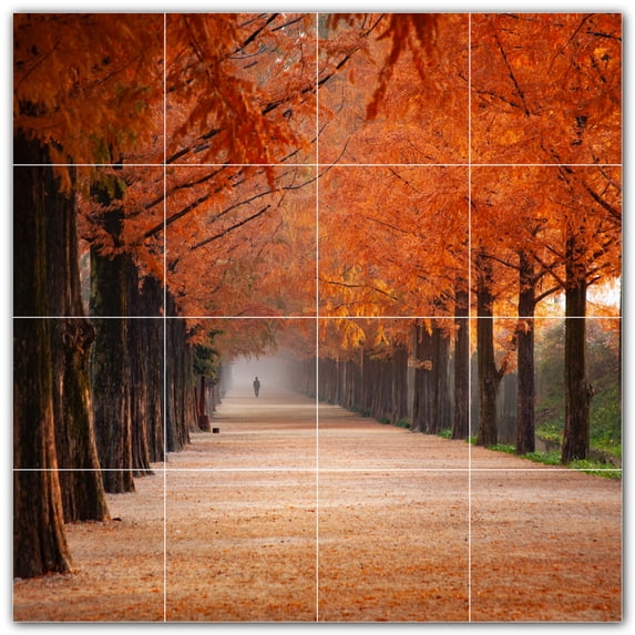 Picture-Tiles.com: Autumn Ceramic Tile Wall Mural WAL500001-44S. 17"W x 17"H using (16) 4.25" x 4.25" Ceramic Tiles-Satin Finish