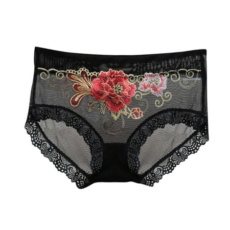 

Women Underwear Brief Underpants Middle Waist Lace Panties 1PC