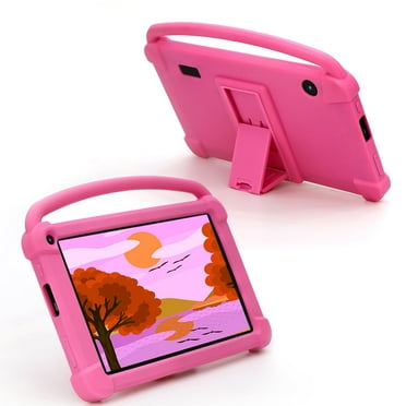 Kids Tablet 7 inch Android 12 Tablet for Kids, 4GB 32GB 512GB Expand, Quad-Core Processor, Toddler Tablets with Shockproof Case, WiFi, Bluetooth, Dual Camera, HD Screen, Education, Games, Pink