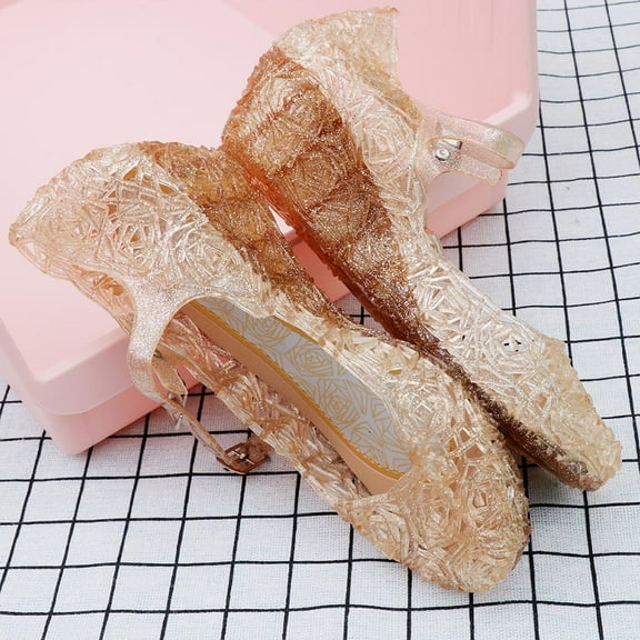 OUNONA Elegant Yellow Sandals Made of Recycled PVC Comfortable Breathable High Heel for Outdoor Use