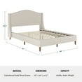 thumbnail image 6 of Martha Stewart Amelia Full Upholstered Platform Bed with Curved Headboard and Cushioned Siderails, Wood Slat Foundation with No Box Spring Needed, Beige, 6 of 11