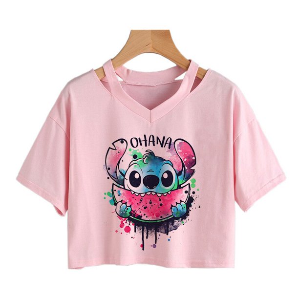 Y2k Disney Kawaii Lilo Stitch Funny Cartoon T Shirt Women Stitch Manga T-shirt Graphic Tshirt Streetwear Crop Top Tees FemaleXL Gao Jinjia LED