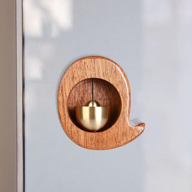 MYCENSE Round Wooden Doorbell Chime – Vintage Shopkeepers Bell With Brass Accents, Hanging Decor For Farmhouse, Fridge, Store, Barn, Or Porch