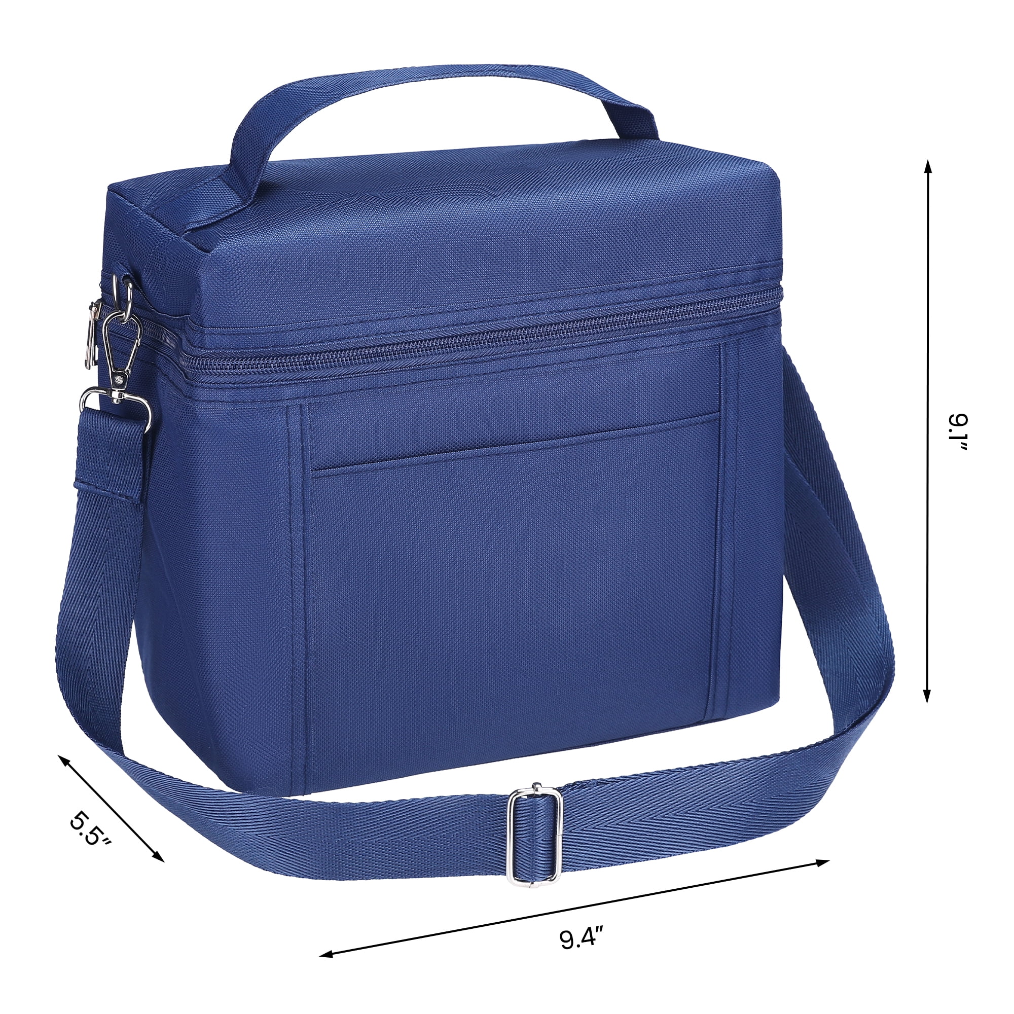 Unique Bargains Insulated Leakproof Lunch Bag for Work, Picnic Navy Blue 9.4*5.5*9.1in