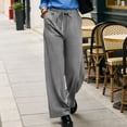 thumbnail image 5 of Stamzod Palazzo Pants for Woman Casual Flowy Wide Leg Pants Summer Beach Trousers with Pockets Vacation Outfits Gray S, 5 of 9