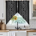 thumbnail image 4 of Black Boho Geometric Kitchen Window Curtains, Swag Curtains Valance for Bedroom Living Room Bathroom, Vintage Southwestern Stripes Rod Pocket Window Treatment Curtain Block Drapes 2 Panels 28"x36", 4 of 9