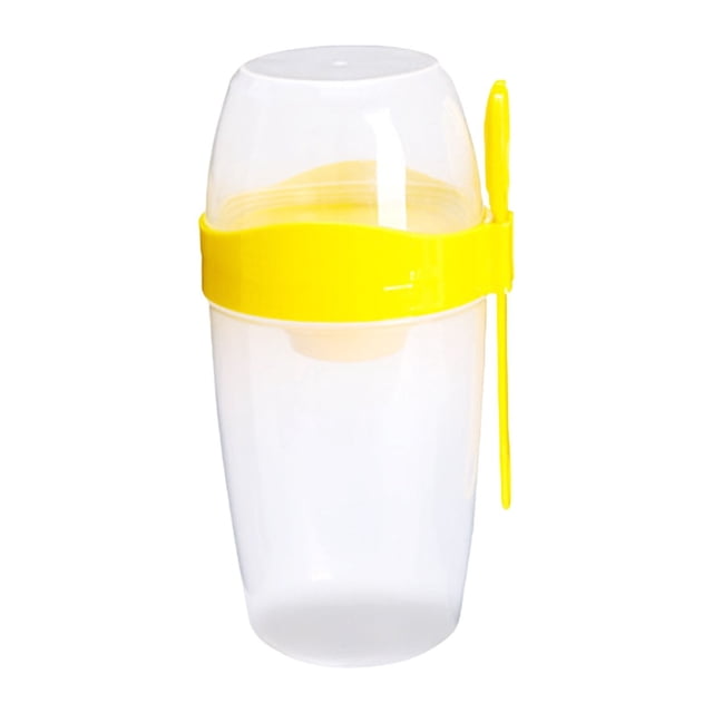 Dasuuxi Large Capacity Double-Layer Salad Cup with Lid Spoon,Built-In Dressing Container,and Leak-Proof Sealed Compartment,Yellow