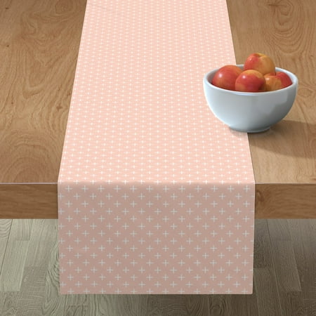 

Cotton Sateen Table Runner 108 - Cross Peach Plus Geometric Blush White Sign Print Custom Table Linens by Spoonflower