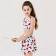 thumbnail image 3 of MIXUE Girls Outfit Sets Kids Summer Cherry Print Crew Neck Sleeveless Sports Camisole Vest And Skirts Two Piece Athletic Casual Outwear,White,8-10 Years, 3 of 7