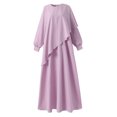 thumbnail image 4 of IROINNID Maxi Dress for Women The Winter Plus Size Round Neck Loose Sexy Long Sleeve Solid Dress Reduced,Pink, 4 of 8