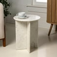 thumbnail image 3 of Javier 17.75" Contemporary Natural Marble Handmade X-Shaped End Table, White, 3 of 8