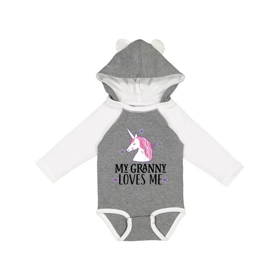 Inktastic My Granny Loves Me Unicorn Girls Long Sleeve Baby Bodysuit