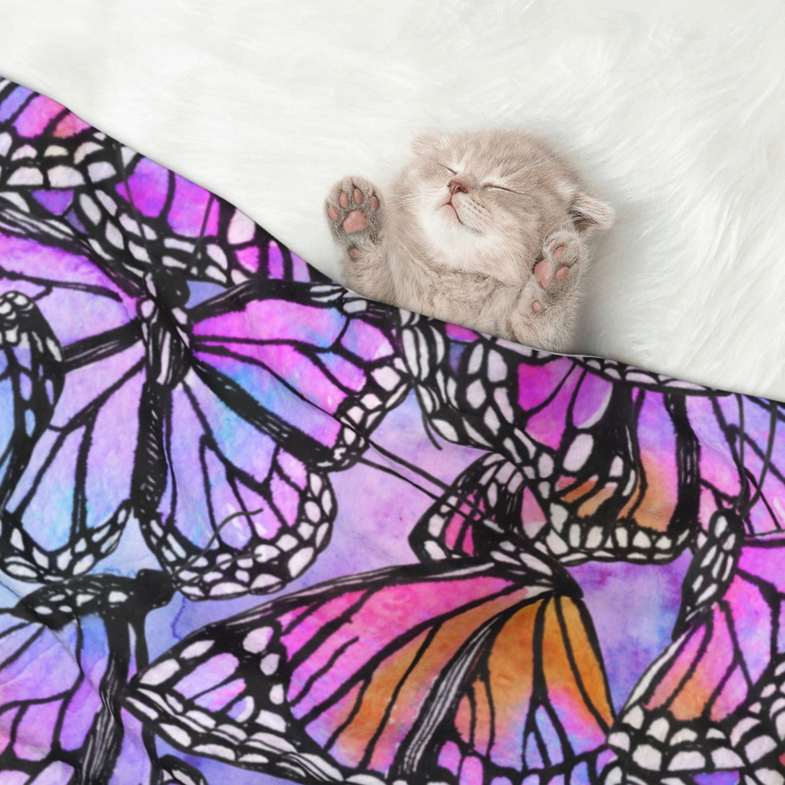 Naloa Watercolor Butterflies Dog Blanket, 3 Sizes Cat Blanket for Indoor Cats Large Medium Small Dog Gifts-Large