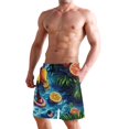thumbnail image 2 of Dailycode Men's Quick Dry Swim Trunks Beach Shorts Casual Summer Board Shorts with Pockets, Lemons Wine Leaves on Water, 2 of 8
