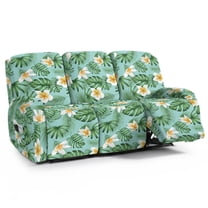 ZIATUBLES Tropical Leaf Egg Flower Recliner Covers for 3 Seater Reclining Sofa, Soft Fitted Furniture Protector for Pets Washable Stretch Recliner Chair Covers with Storage Pockets Set of 8
