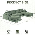 thumbnail image 6 of Modern Corduroy Modular Section Sofa, U-Shaped Convertible L-Shaped Sofa Set with Pillow, Oversized Sectional Sofa with Footstool, Suitable for Living Room, Attic, Apartment, Office (Green), 6 of 12