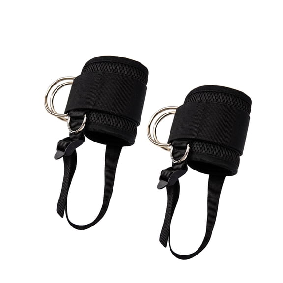 2 piezas de correas de tobillo para accesorios de puños de entrenamiento de máquina de cable para gimnasio para hombres Negro