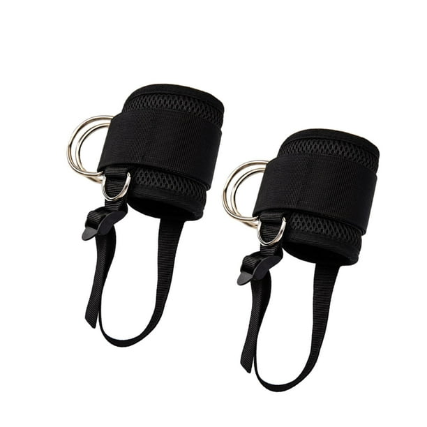 2 piezas de correas de tobillo para accesorios de puños de entrenamiento de máquina de cable para gimnasio para hombres Negro