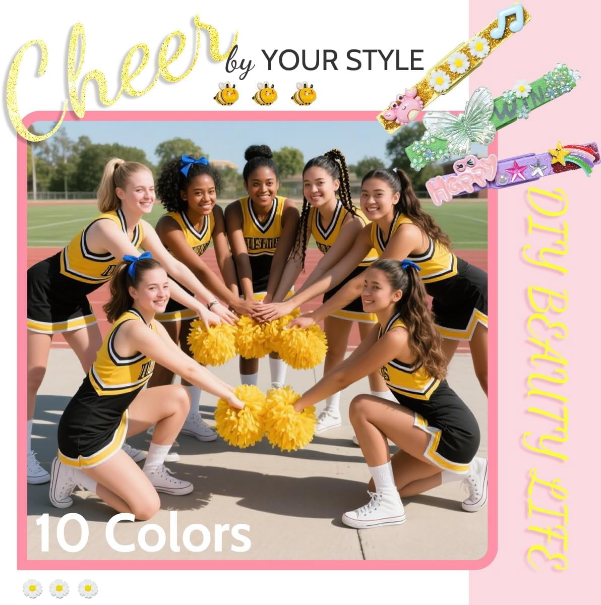 80pcs Cheer Pins Spirit Clips Kit with Multiple Charms & DIY Accessories, Wooden Clothes Pins Craft Set for Backpacks Decorations, Cheerleaders, Team Present (2.9 Inch, Macaron Colors)
