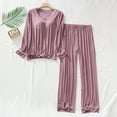 thumbnail image 2 of Miluxas 2 Pack Women's Pajama Set Clearance Long Sleeve Top with Jogger Pants Lounge Sets Sleepwear Loungewear Purple L(L), 2 of 8