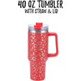 thumbnail image 3 of Lashicorn 40 Oz. Tumbler with Handle and Straw Red Leopard Silver 10 tall Cup lid included Insulated Stainless Steel Vacuum Travel Mug Boutique Cheetah Print, 3 of 6