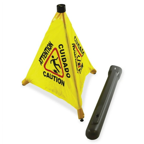 Impact Products 20" Pop Up Safety Cone - 48 / Carton - Caution, Cuidado, Attention Print/Message - 18" Width - Cone Shape - Plastic - Yellow, Black