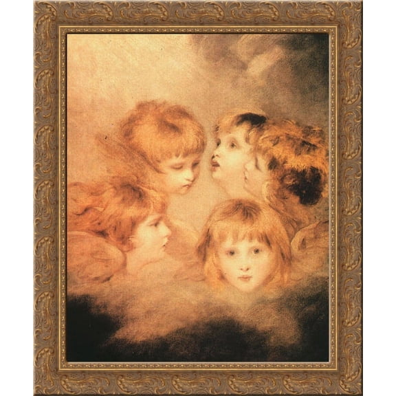 A Cherub Head in Different Views 20x24 Gold Ornate Wood Framed Canvas Art by Reynolds, Joshua