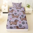 thumbnail image 3 of Homewish Cute Pet Dachshund Twin Sheets,Dog Paws Heart Bedding,Purple,3pcs,1 Fitted Sheet and 1 Pillowcase, 3 of 6