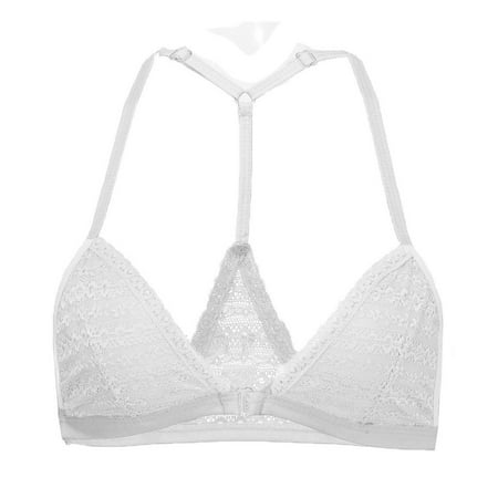 Elainilye Fashion Bras For Women Lace Triangle Bra Hollow Out Bra Casual Cross-Back Side Buckle Bra
