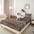 thumbnail image 4 of Castle Fairy Boys Girls Brown Leopard Print Twin Sheet Sets,Animal Print Patchwork Bedding, 4 of 7