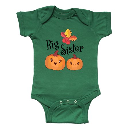 

Inktastic Big Sister Pumpkins with Fall Leaves Gift Baby Girl Bodysuit