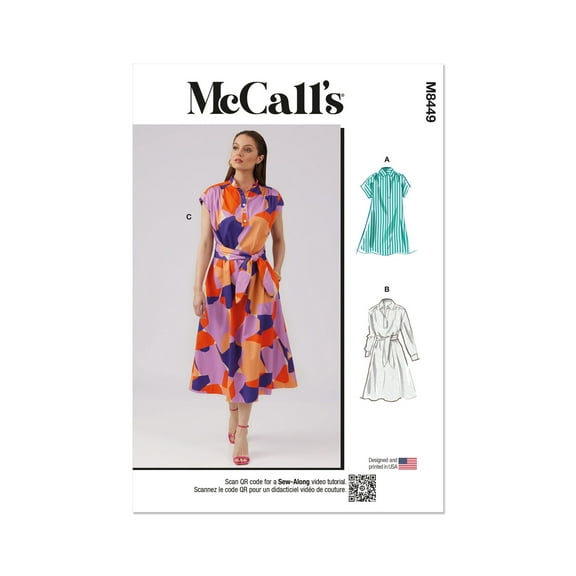 McCall's Sewing Pattern 8449 - Misses' Dresses and Sash, Size: K5 (8-10-12-14-16)