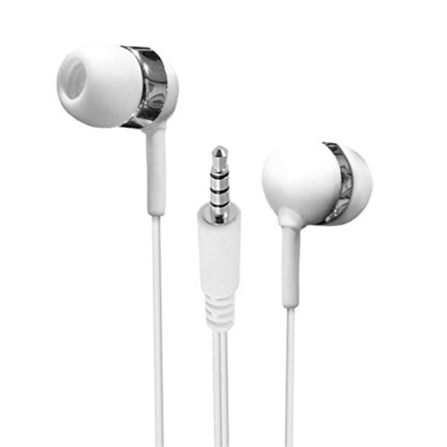 bulk pack of 3 white inear earbuds / earphones with extra long wire