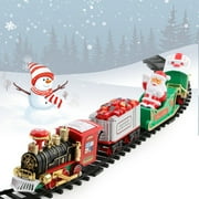 Battery Operated Christmas Train Set, Electric Train Toy with Tracks, Lights & Sounds, Circle Railway Playset for Under Tree Decor, Kids, Boys, Girls, Xmas Gift