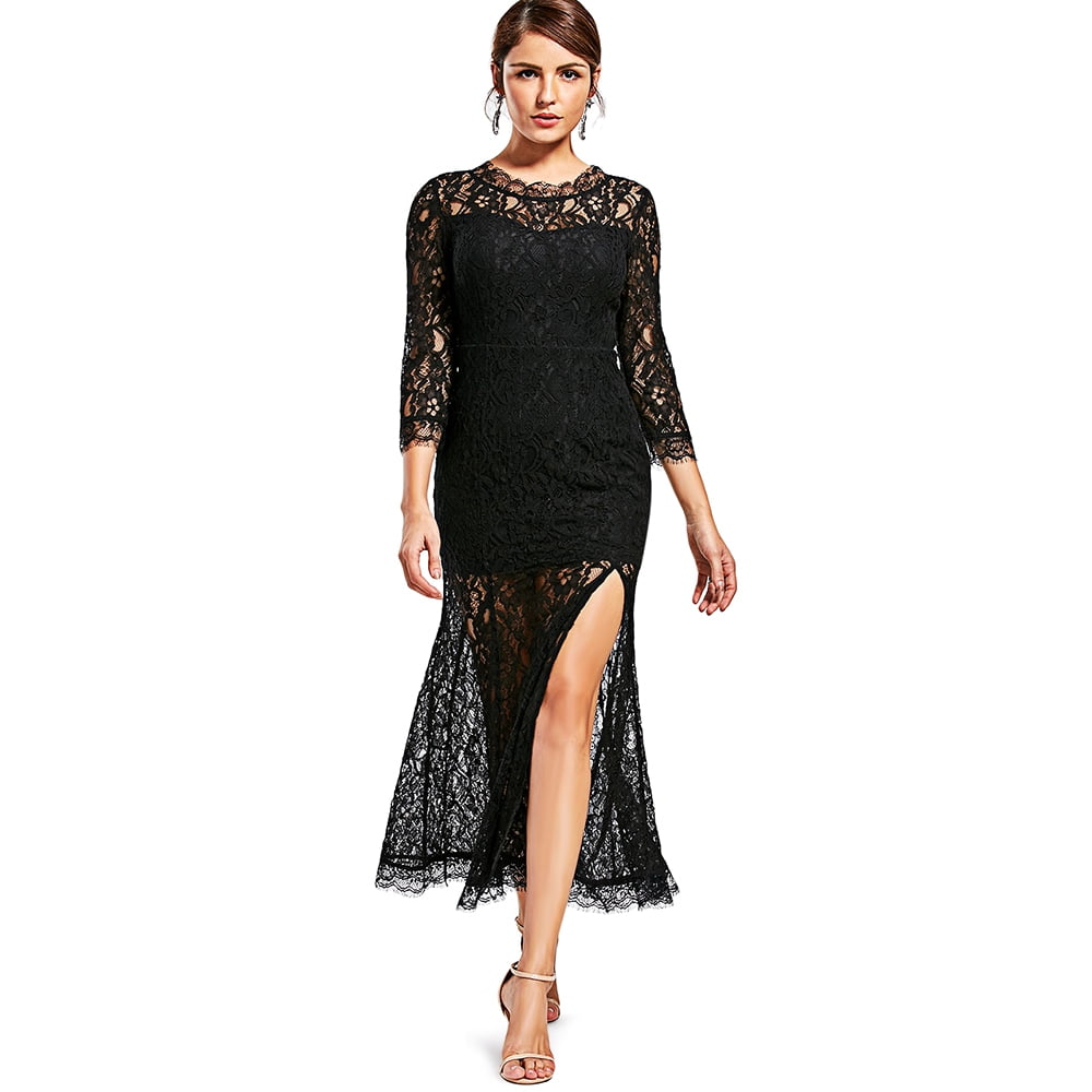 See Thru High Split Lace Party Dress For Women Sexy Cocktail Dresses ...