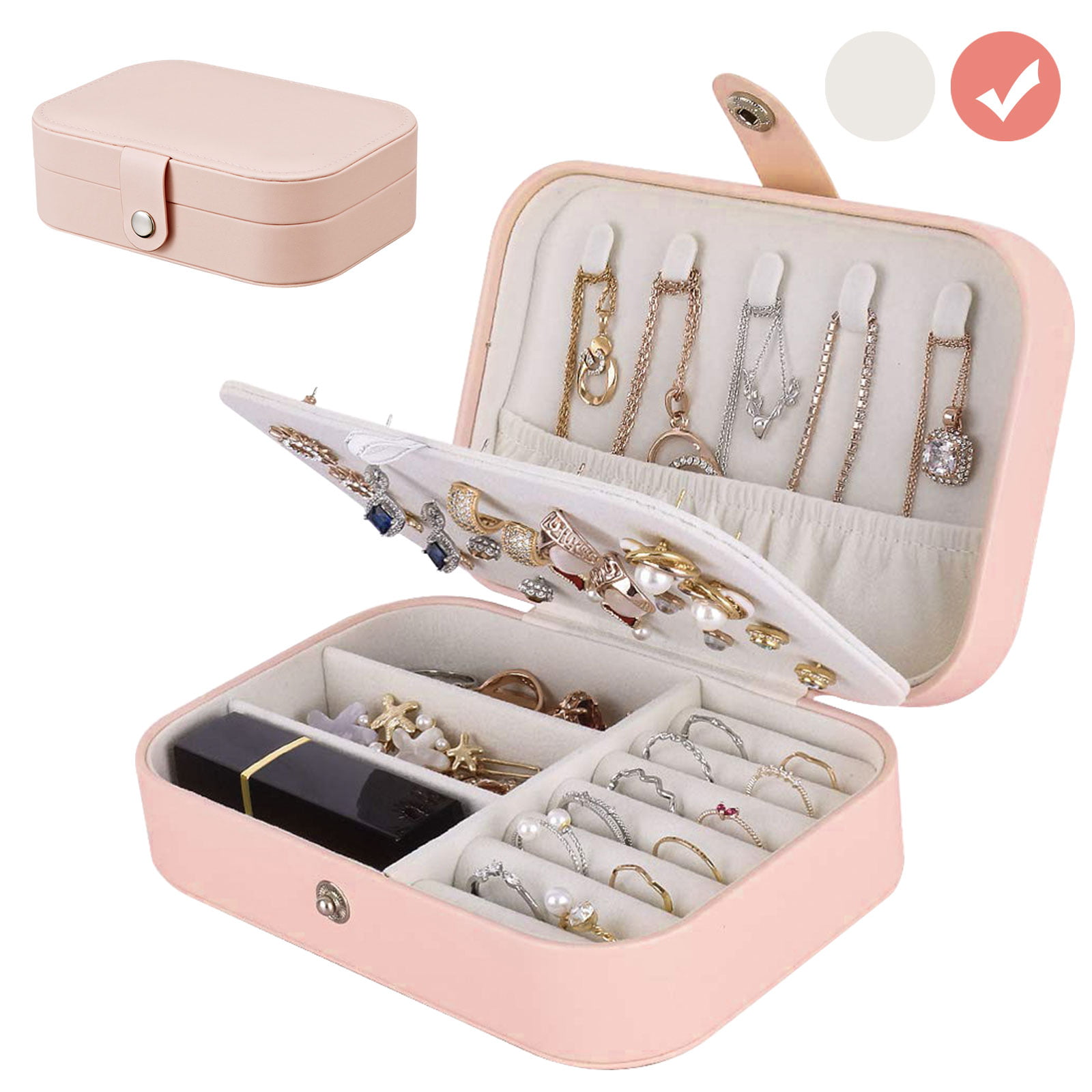 TSV Jewelry Box for Women, Double Layer Soft Travel Jewelry Organizer,  Adjustable Portable Jewelry Display Box Storage Case for Necklace Earring  