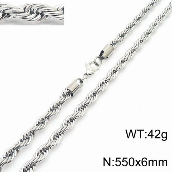 CUKIXA Titanium Steel Rope Chain Necklace - 2-8mm Twisted Cable Chain for Women & Men, Never Fade Waterproof Hip Hop Jewelry (19.69-23.62in)
