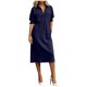 thumbnail image 2 of Neewe Womens Plain Lapel Collared 3/4 Sleeve with Pockets Casual Maxi Shirtdress Button Front Casual Dress, 2 of 5