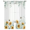 thumbnail image 7 of Sheer Curtains 108 inches Long, Plants Floral Sunflowers Eucalyptus Leaves Bee Light Filtering Sheer Window Curtains Rod Pocket Voile Drapes for Bedroom Living Room, 52"W x 108"L 2 Panels, 7 of 7