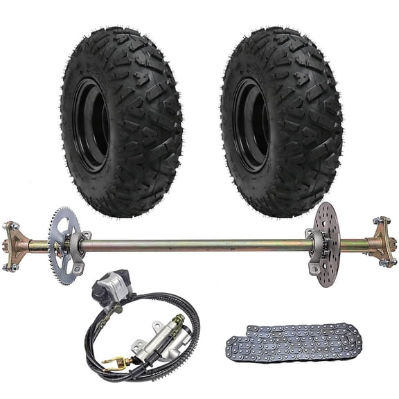 29" Go-kart Rear Live Axle Kit T8F Chain Sprocket 3 Stud Wheel Hub Brake Caliper with 145/70-6 Tires Wheels for Racing Go Kart ATV Quad Buggy Golf Cart Drift Trike Karting Mini Bike
