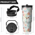 thumbnail image 4 of Floral 30oz Handheld Travel Tumbler with Handle – Double Wall Stainless Steel Insulated Cup, Flip Straw Lid, Leak-Proof & BPA-Free, Durable Hot & Cold Drink Mug,Thanksgiving, Xmas, Spring ,Flower, 4 of 6