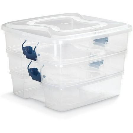 Homz 3-in-1 Organizer Stacking Storage Set, Blue - Walmart.com