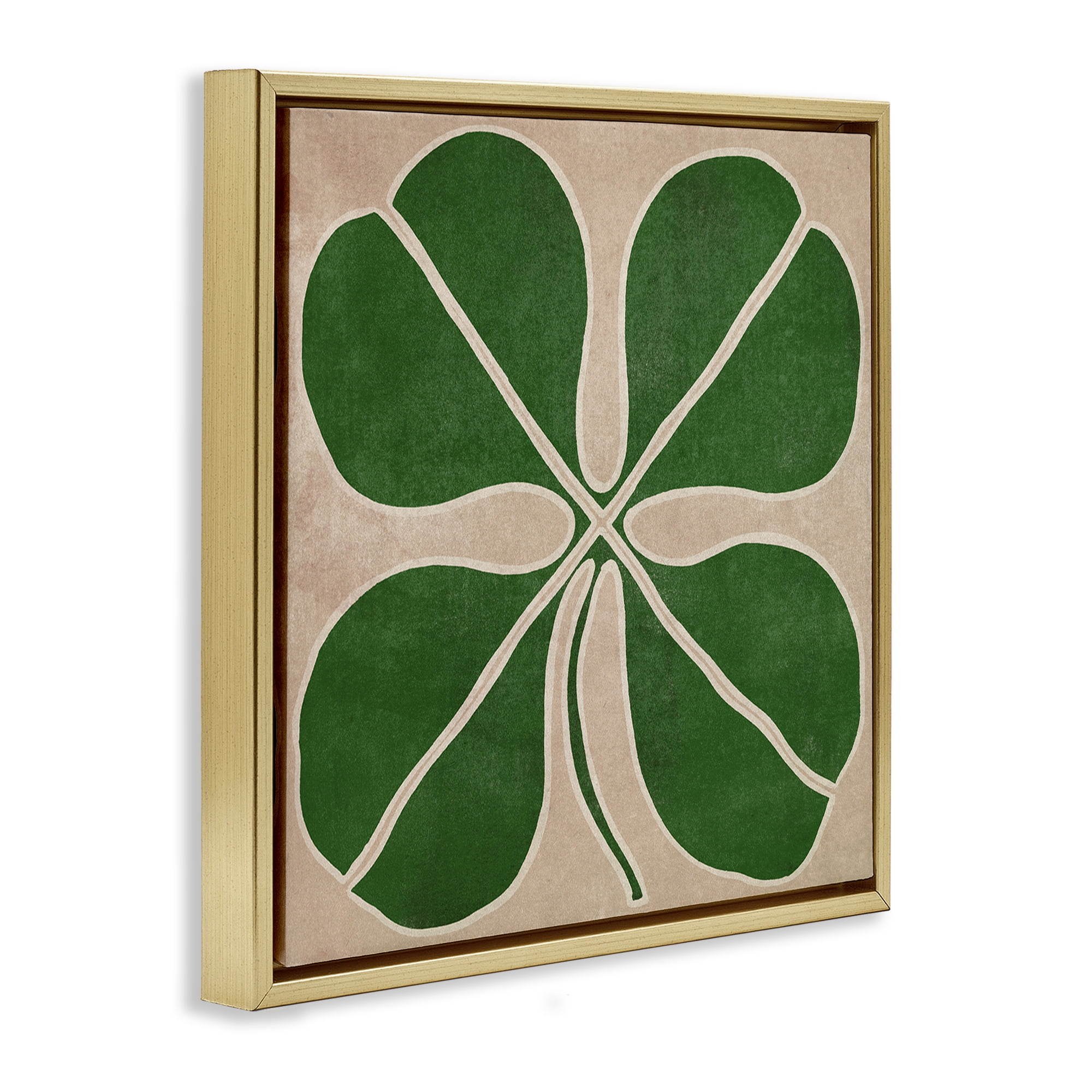 Four Leaf Symmetry Gold Framed Floater Canvas Wall Art, design by June Erica Vess