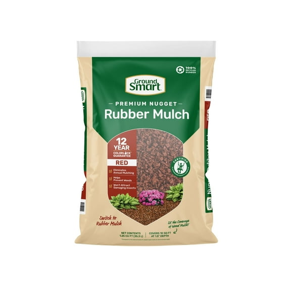 GroundSmart Premium Red Rubber Nugget Mulch, 0.8 cu ft