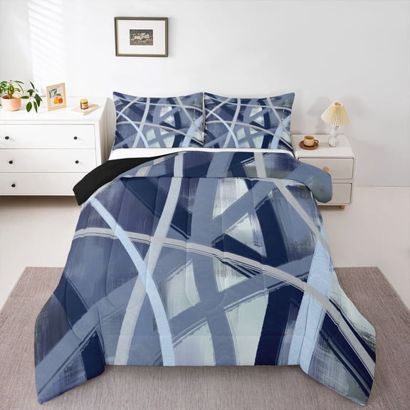 Castle Fairy Gradient Stripes Twin Comforter Sets,Abstract Watercolor Lines Bedding Set