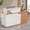 White+Red Wood, variant on Advwin Modern Reception Desk with LED Light, 63" Fluted Front Desk with Lockable Drawer, Cabinet & Sliding Tray, Large Reception Counter Table for Office Lobby Nail Salon Clinic, White+Light Wood
